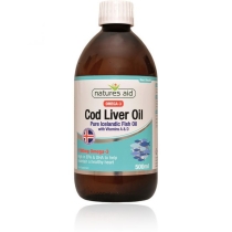 Natures Aid Cod Liver Oil Pure Icelandic Fish Oil Vitamin A & D 500ml
